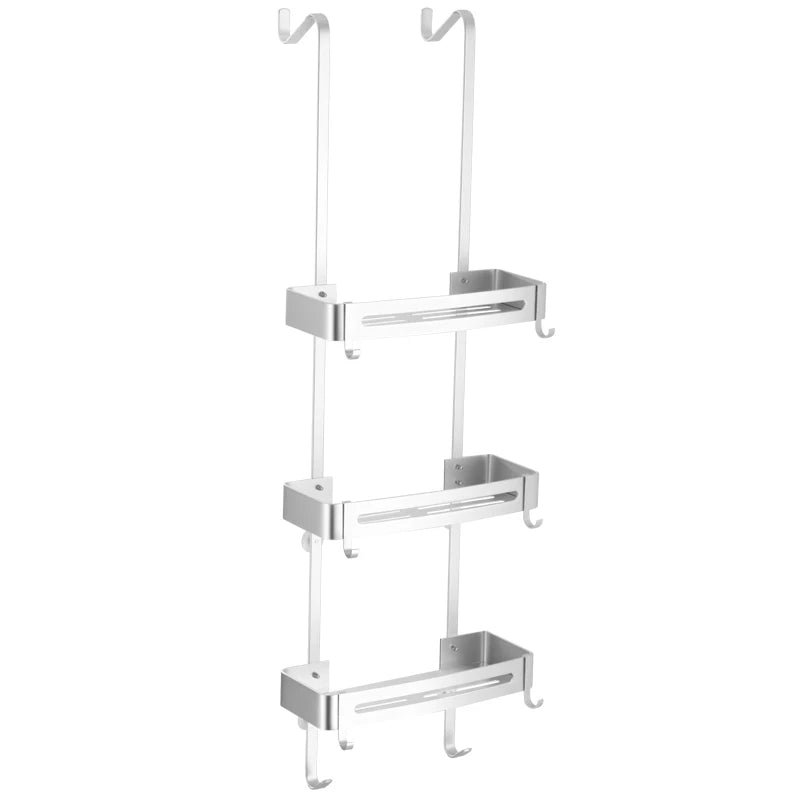Duschregal Aluminium Schwarz Silber 2- oder 3-lagig Hängend Duschkabinentür Badezimmerschrank Ohne Bohren Shampoohalter Aufbewahrungsregal Badezimmer Organizer | Restfield