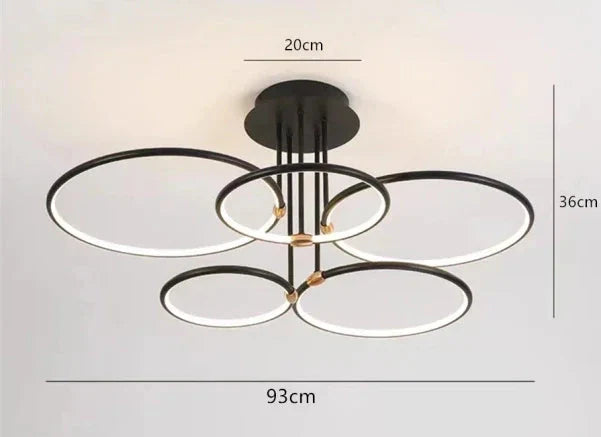Sansoti | LED Ring Plafondlamp – Moderne Design Plafonnière (3–6 Ringen) – Dimbaar & Warm/Neutraal/Koud Licht