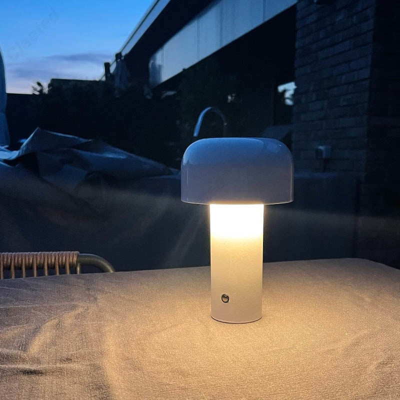 Pilz-Tischleuchte, LED, wiederaufladbar, Touch-Dimmung, Stimmungsleuchte, modernes Design, dekorative Beleuchtung, kabellos | Sansoti