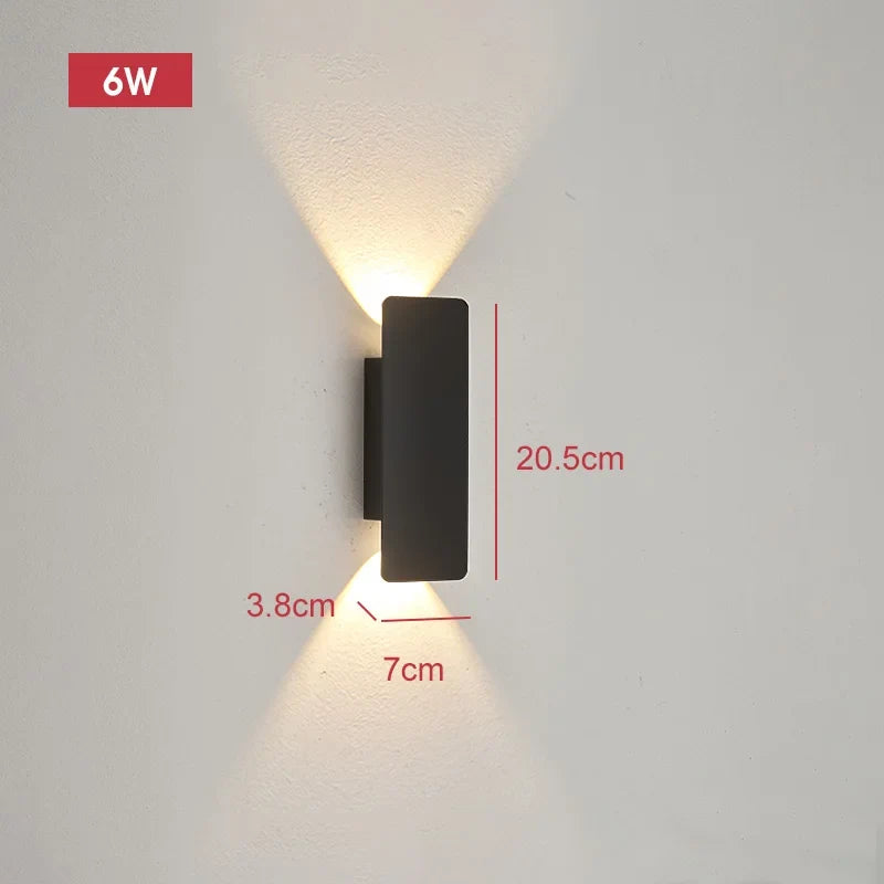 Aluminium-Außenwandleuchte mit LED, 18 W, schwarz, wasserdicht, IP65, moderne Beleuchtung für Terrasse, Garten und Balkon | Sansoti