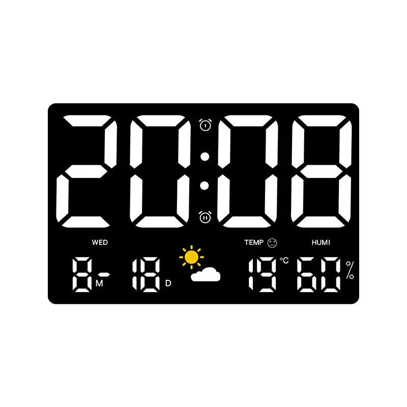 Horloge Murale LED Digitale Température Humidité Station Météo Réveil Écran Couleur Chambre Salon Bureau Calendrier | Restfield