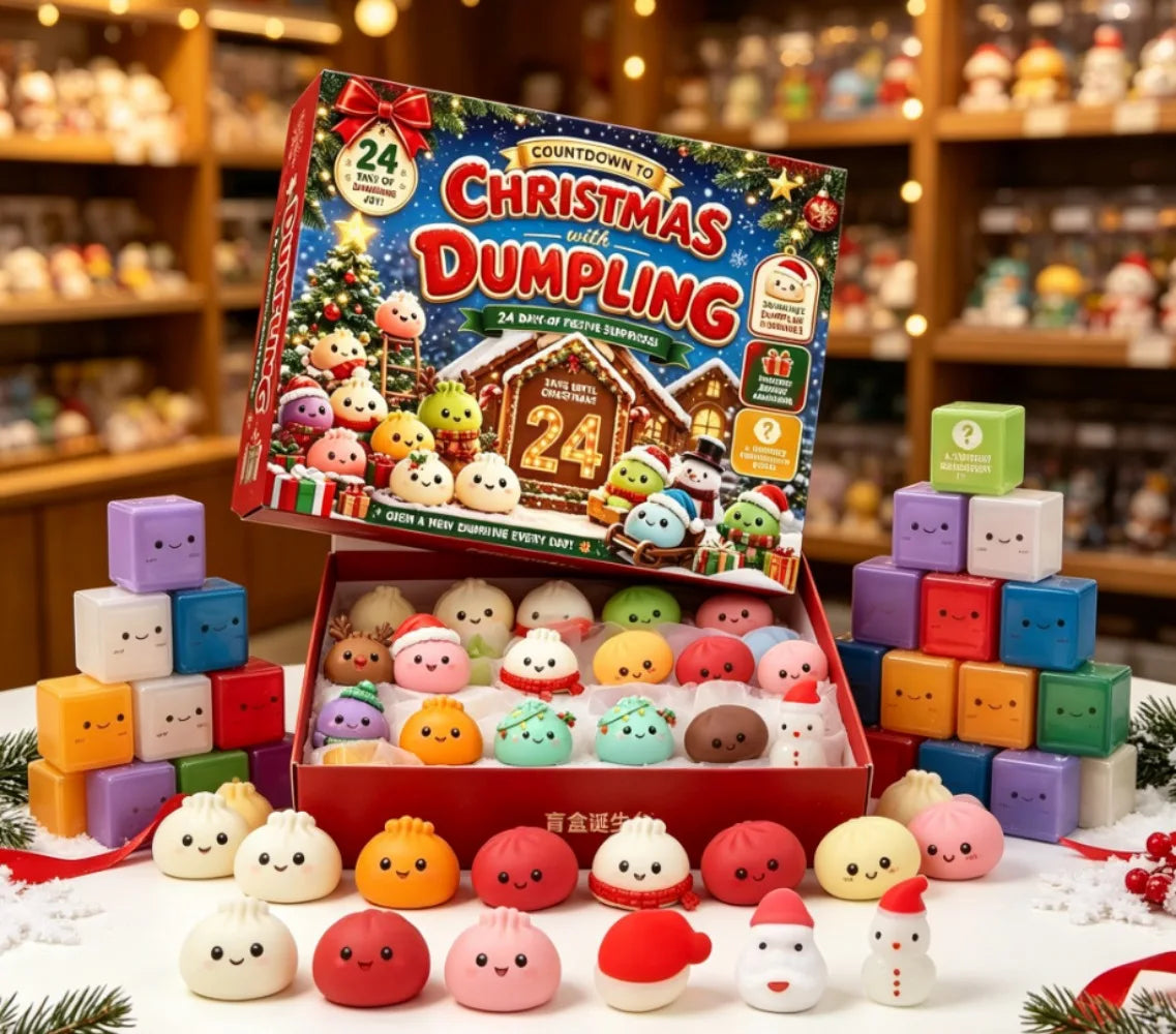 Calendrier de l’Avent de Noël de 24 jours avec petits pains en peluche, boîte surprise, décoration de bureau, compte à rebours des fêtes et coffret cadeau | Sansoti