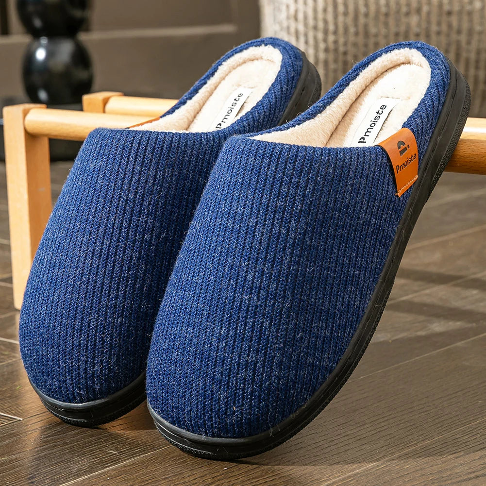 Herrenpantoffeln mit Memory-Foam-Fußbett - Warme, bequeme Hausschuhe mit rutschfester Sohle für drinnen und zu Hause | Sansoti
