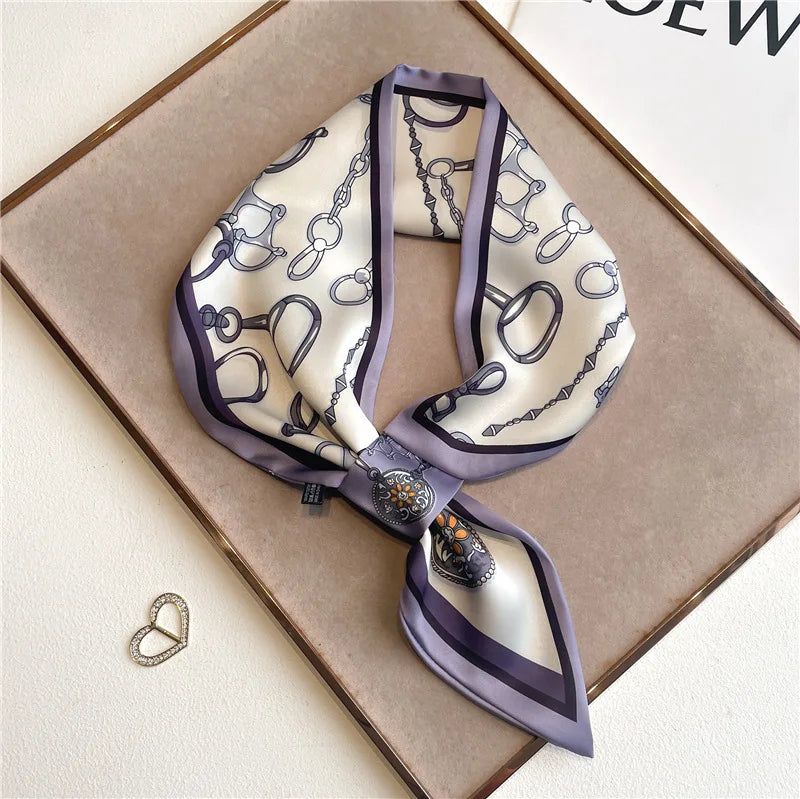 Satin Neck Scarf with Animal Print 76x13cm Decorative Ribbon Scarf Polyester Accessory for Women Autumn Winter | Sansoti