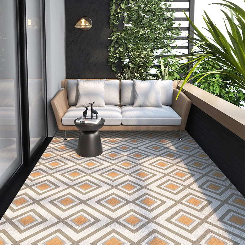 Tapis de sol en PVC aspect cuir antidérapant pour cuisine, balcon ou salon, motif géométrique, design moderne | Sansoti