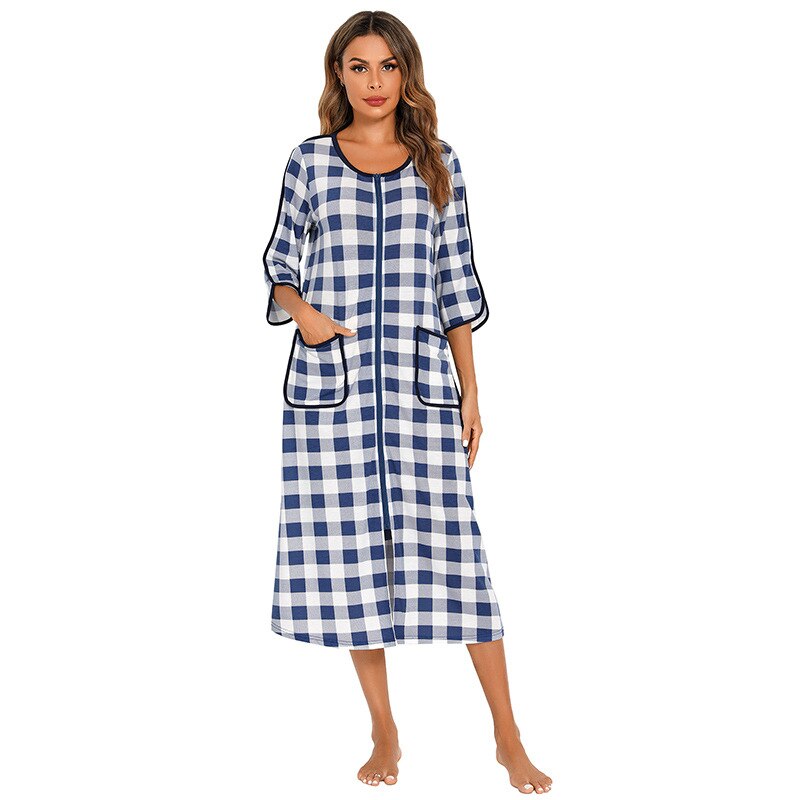 Badjas met Capuchon en Rits Fleece Ochtendjas met Zakken Dames Lange Mouwen Homewear Zwangerschap Comfortabel | Sansoti