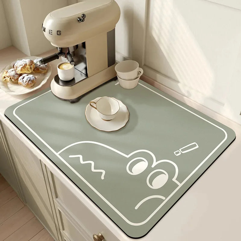 Saugfähige Küchenmatte Rutschfest 50x60cm Mikrofaser Schnelltrocknend Waschbar Hygienischer Teppich Arbeitsplatte | Sansoti