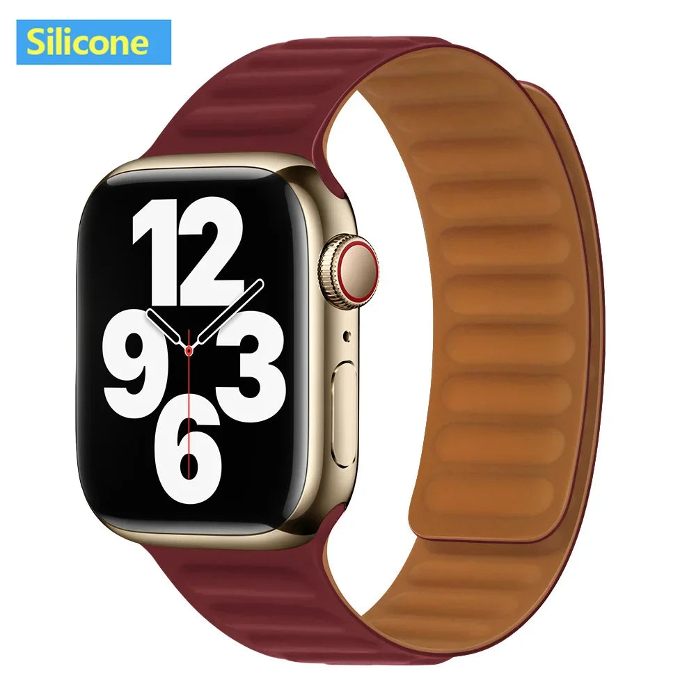Lederarmband mit magnetischem Verschluss, 38–49 mm, verstellbares Smartwatch-Zubehör, stilvolles Armband | Sansoti