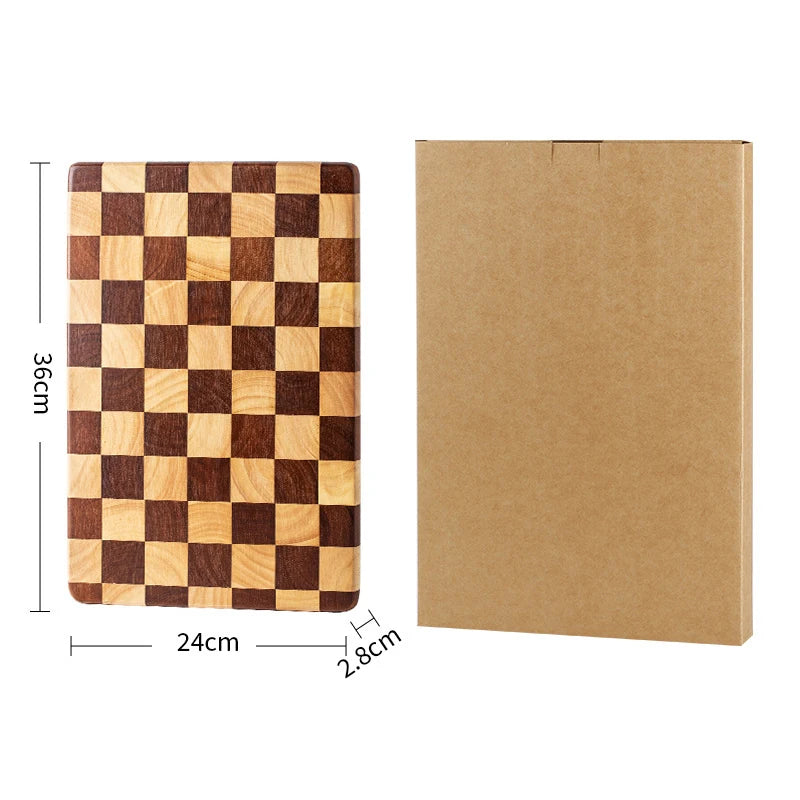 Planche à découper en bois de caoutchouc à fibres verticales, rectangulaire et réversible, plateau de service pour la cuisine, les amuse-bouches et le pain | Sansoti