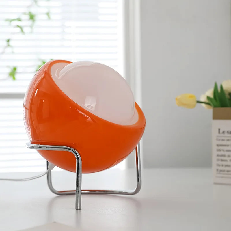 Glaskugel-Tischlampe LED Orange Retro Schlafzimmer Wohnzimmer Nachttischlampe Schreibtischlampe Bauhaus Nordic Stimmungslicht Dekorativ | Restfield