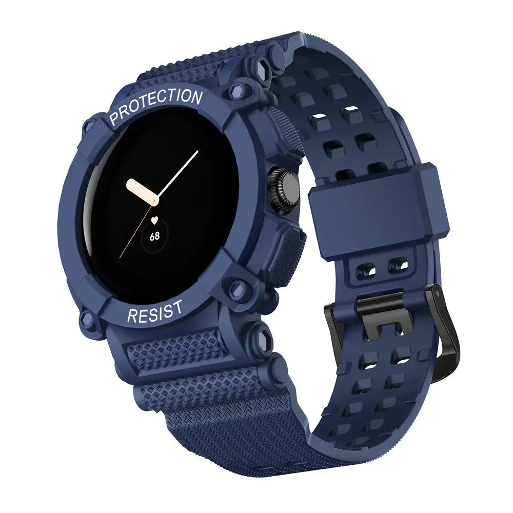 Smartwatch Band with Protective Case Pixel Watch Silicone Sport Wristband Bumper Case Watch Accessory | Sansoti