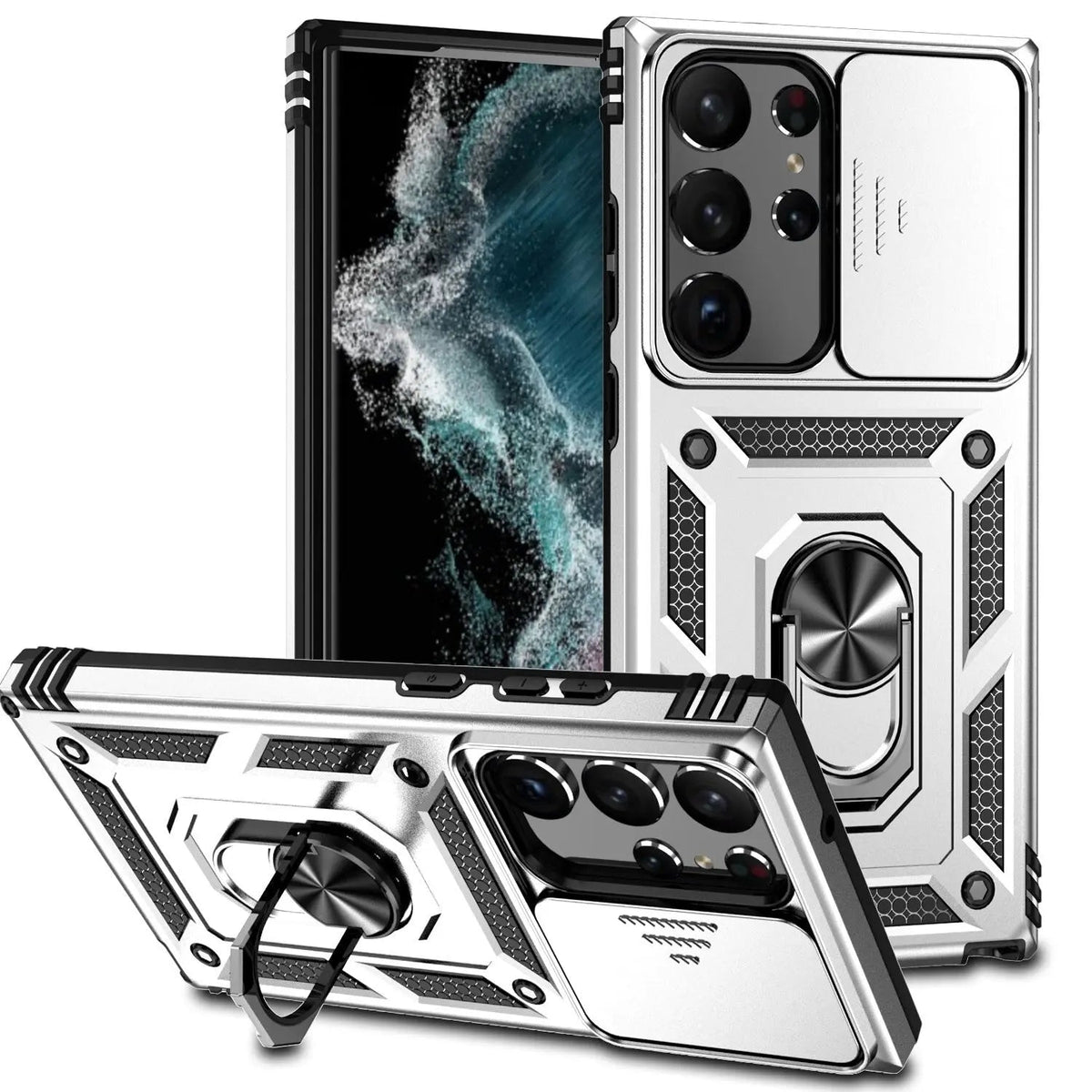 Protective Smartphone Case with Stand and Camera Protection for Galaxy S23 Series Black Blue Gold Protective | Sansoti