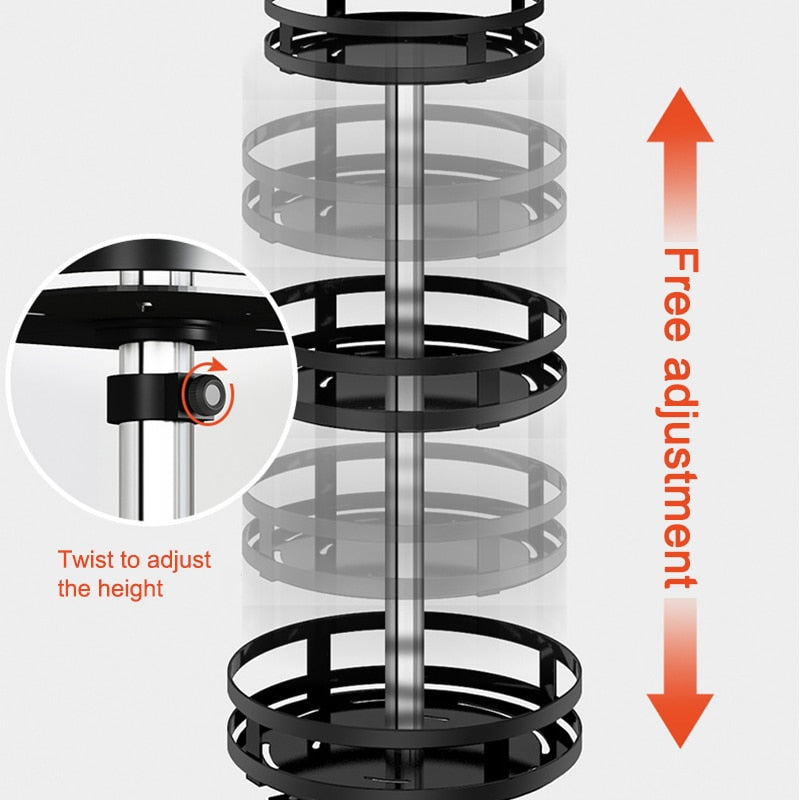 360° Rotating Storage System with Adjustable Shelves for Kitchen Bathroom Workspace Office Organization | Sansoti