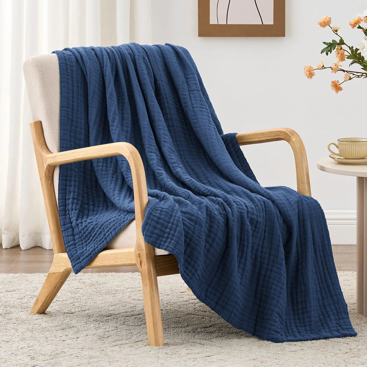 Muslin Cotton Blanket Multi-Layer Soft Gauze Weave Sofa Throw Comfortable Bed Plaid for All Seasons | Sansoti