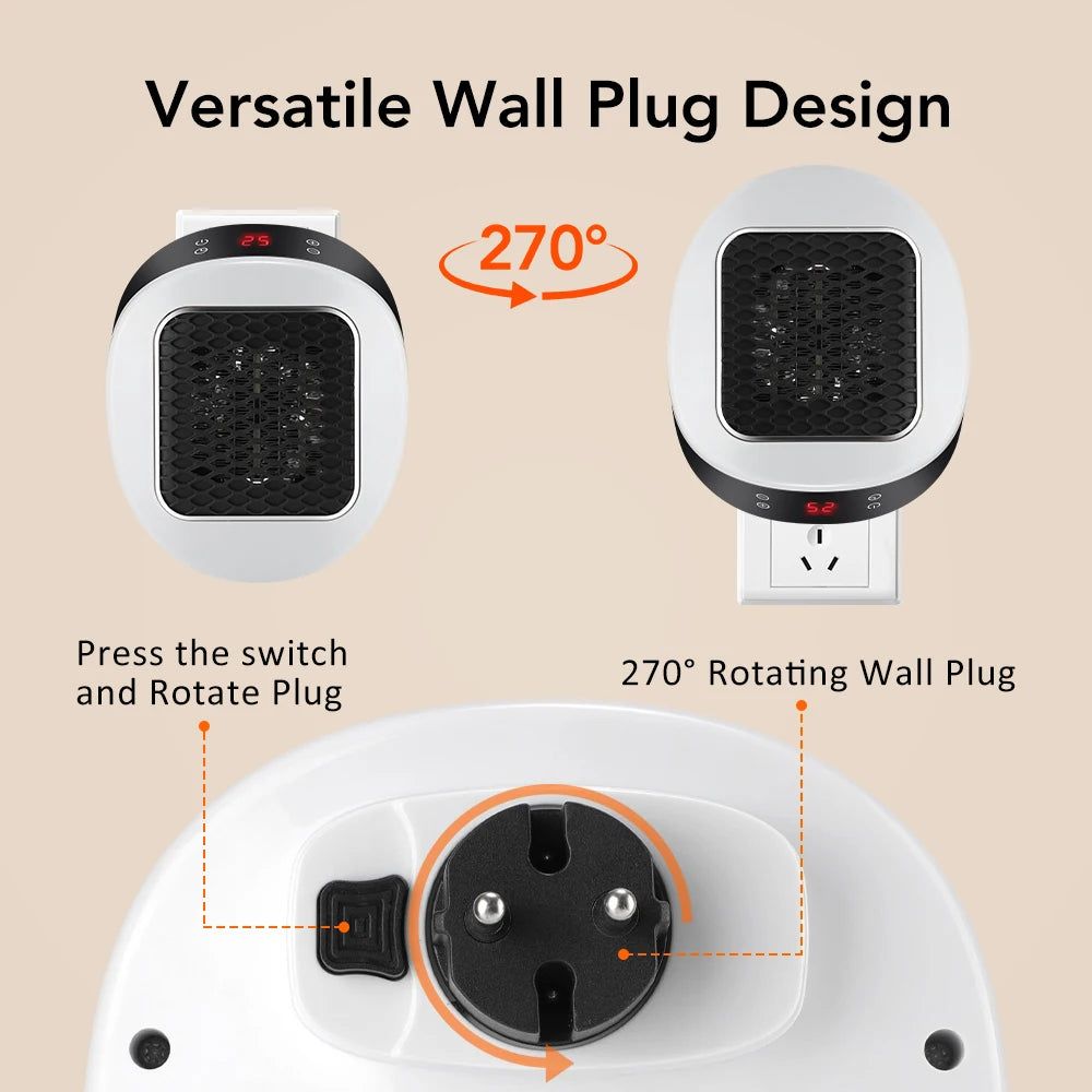 Compact Plug-in Heater 600W with Remote Control, Timer and LED Display for Bedroom and Office | Sansoti