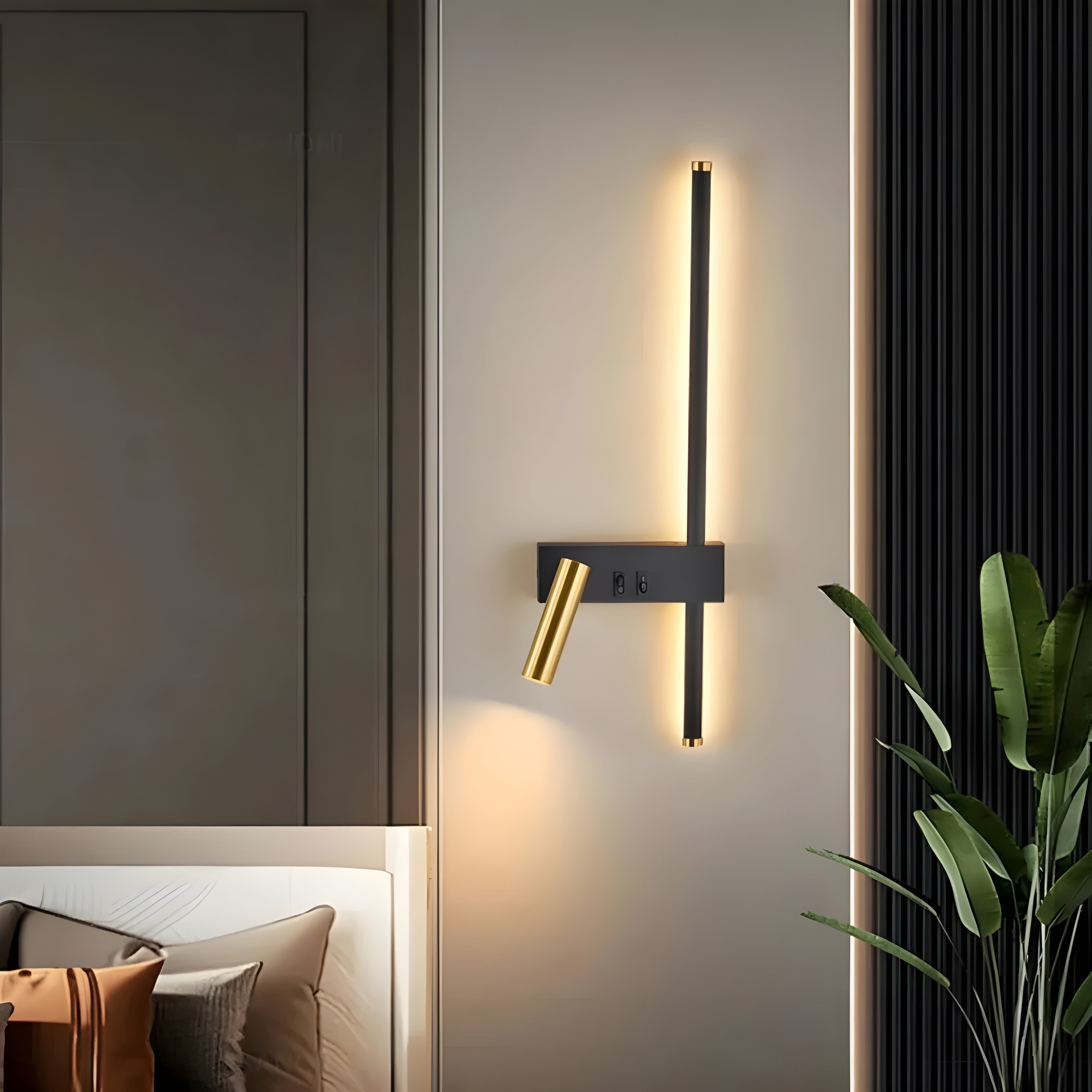 Wandlampe LED Schwarz Gold Mit Schalter Up Down Light | Restfield