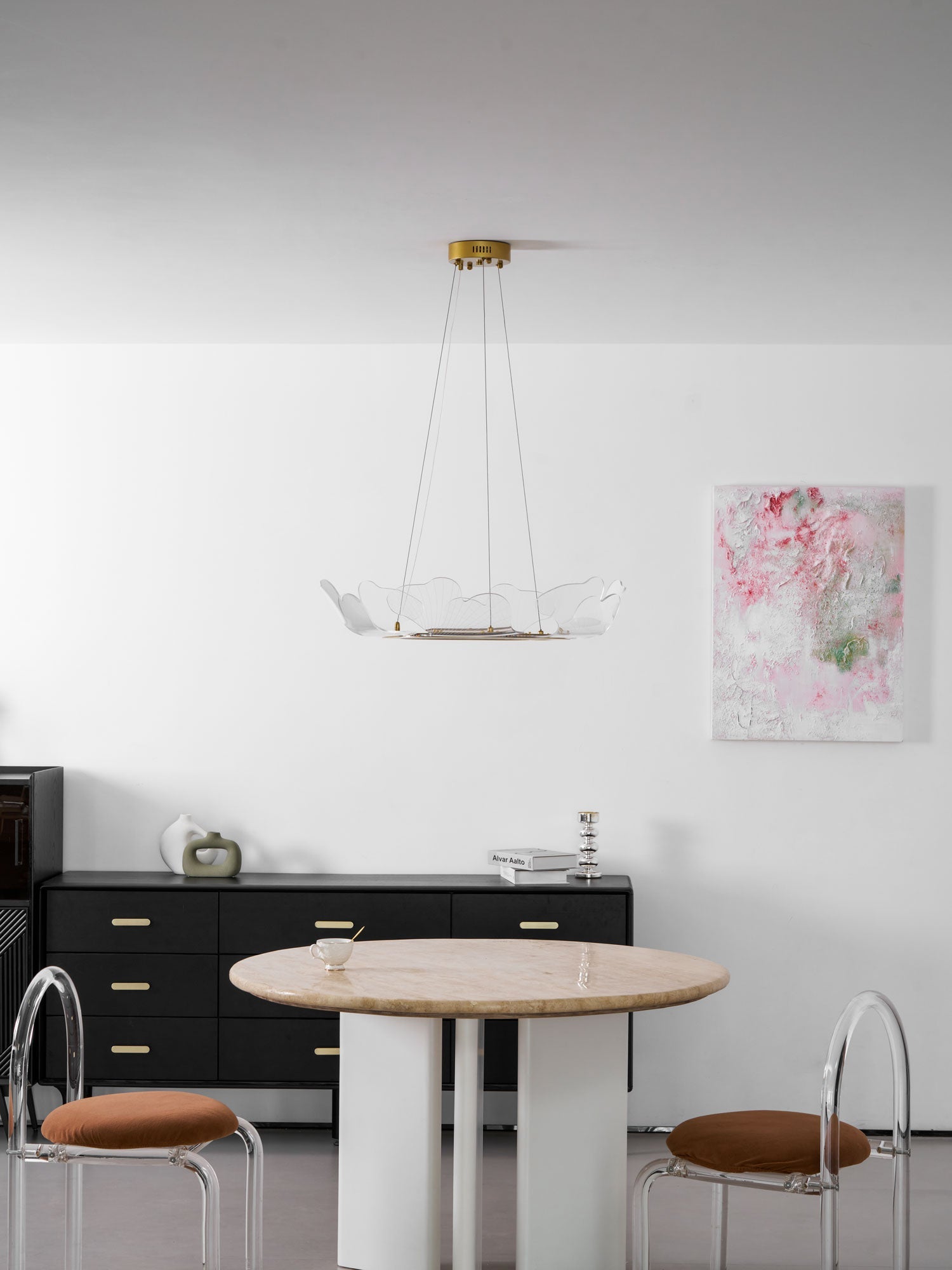Moderne Kroonluchter met Bladmotief in Goud of Zilver – Organische Vorm met Verstelbare Kabel 150cm & Dimbare Optie – Geschikt voor Schuin Plafond | Sansoti