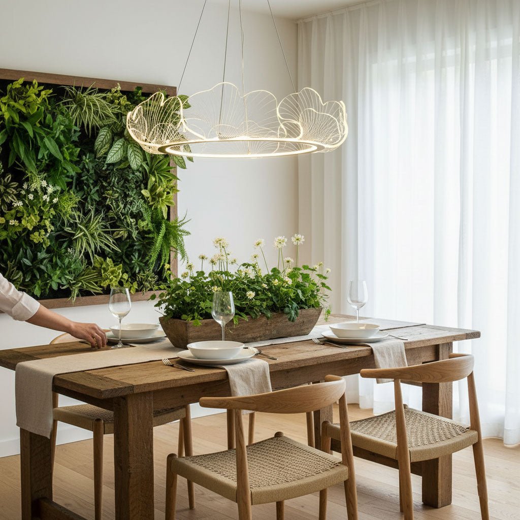 Moderne Kroonluchter met Bladmotief in Goud of Zilver – Organische Vorm met Verstelbare Kabel 150cm & Dimbare Optie – Geschikt voor Schuin Plafond | Sansoti