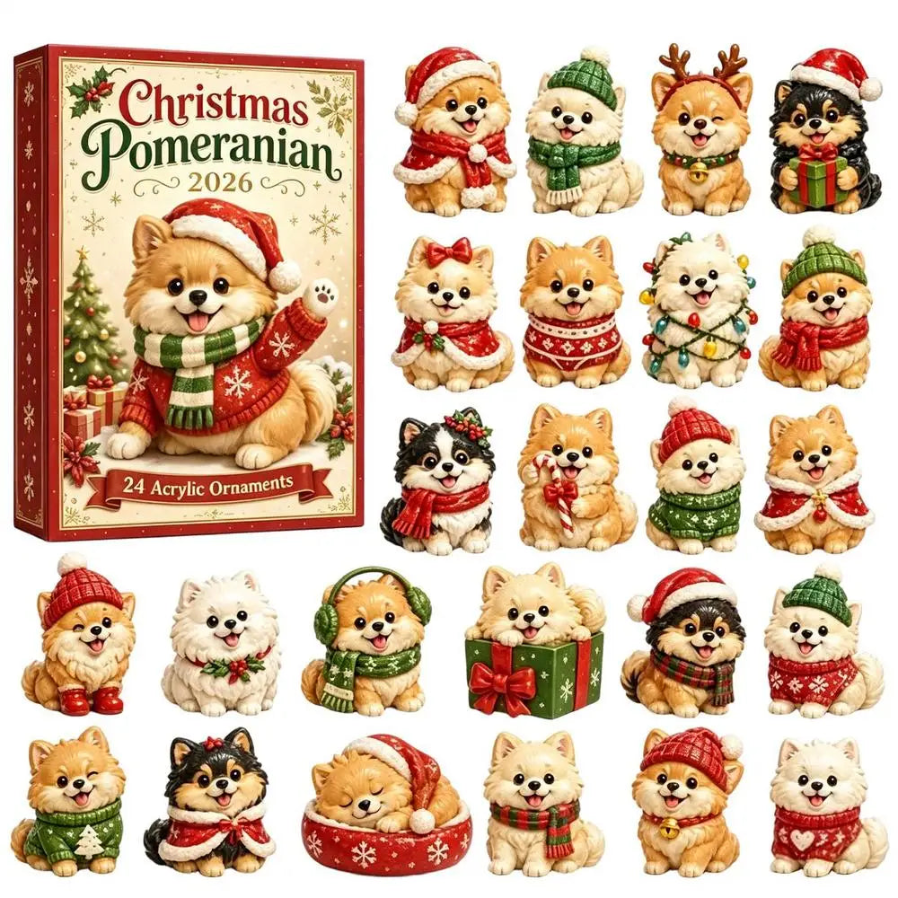 Honden Adventskalender met 24 Acryl Hondenhangers Kerstdecoratie Aftellen Kerstboom Wanddecoratie Feestdagen | Sansoti