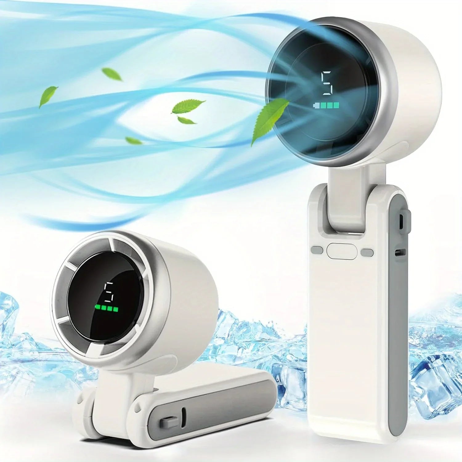 Draagbare Handheld Turboventilator 5 Snelheden Opvouwbaar Compact Reisventilator Oplaadbaar Batterij USB | Sansoti