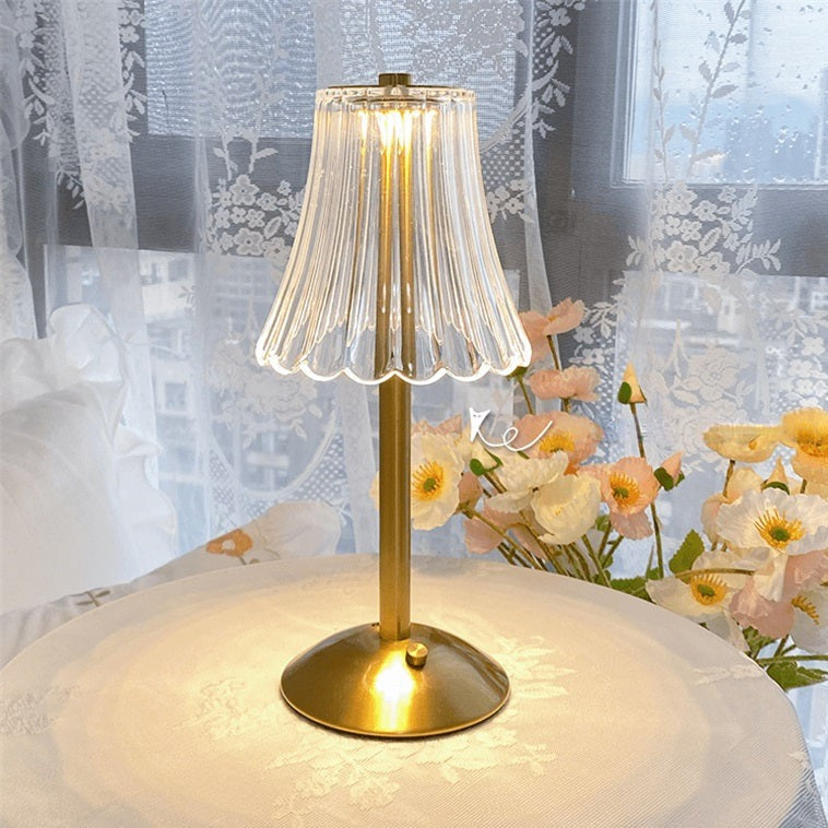 Lampe de table tactile LED dimmable Cristal Or Aluminium Acrylique Chambre Salon | Restfield