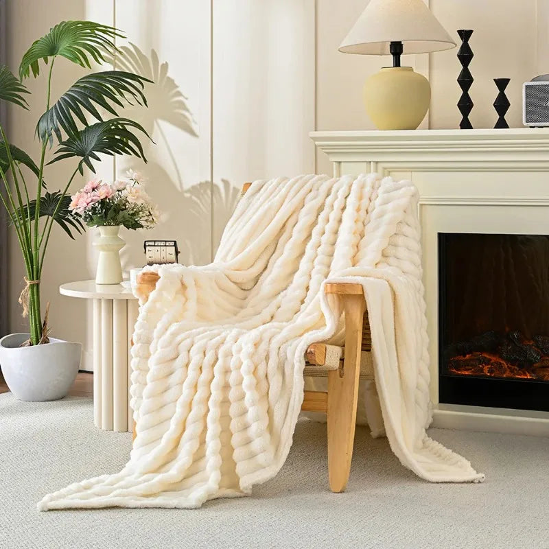 Zacht Koraalvlies Plaid Fleece Deken Winter Warm Woonkamer Bank Bed Slaapkamer Decoratief Knuffelplaid | Sansoti