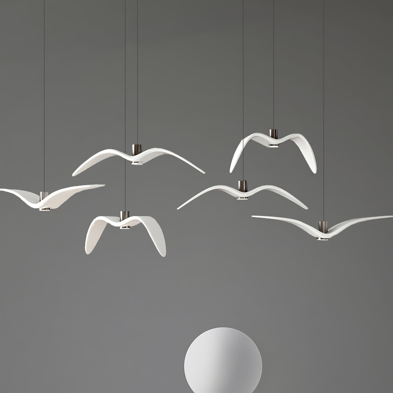 Suspension LED Design Oiseau Résine Aluminium Blanc Noir 3000K 4000K 6000K Salon Suspension Minimaliste Organique Plafonnier | Restfield