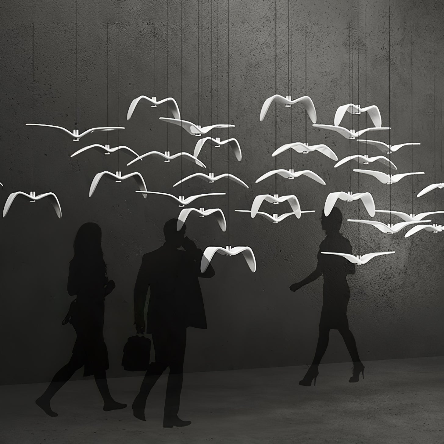 Suspension LED Design Oiseau Résine Aluminium Blanc Noir 3000K 4000K 6000K Salon Suspension Minimaliste Organique Plafonnier | Restfield