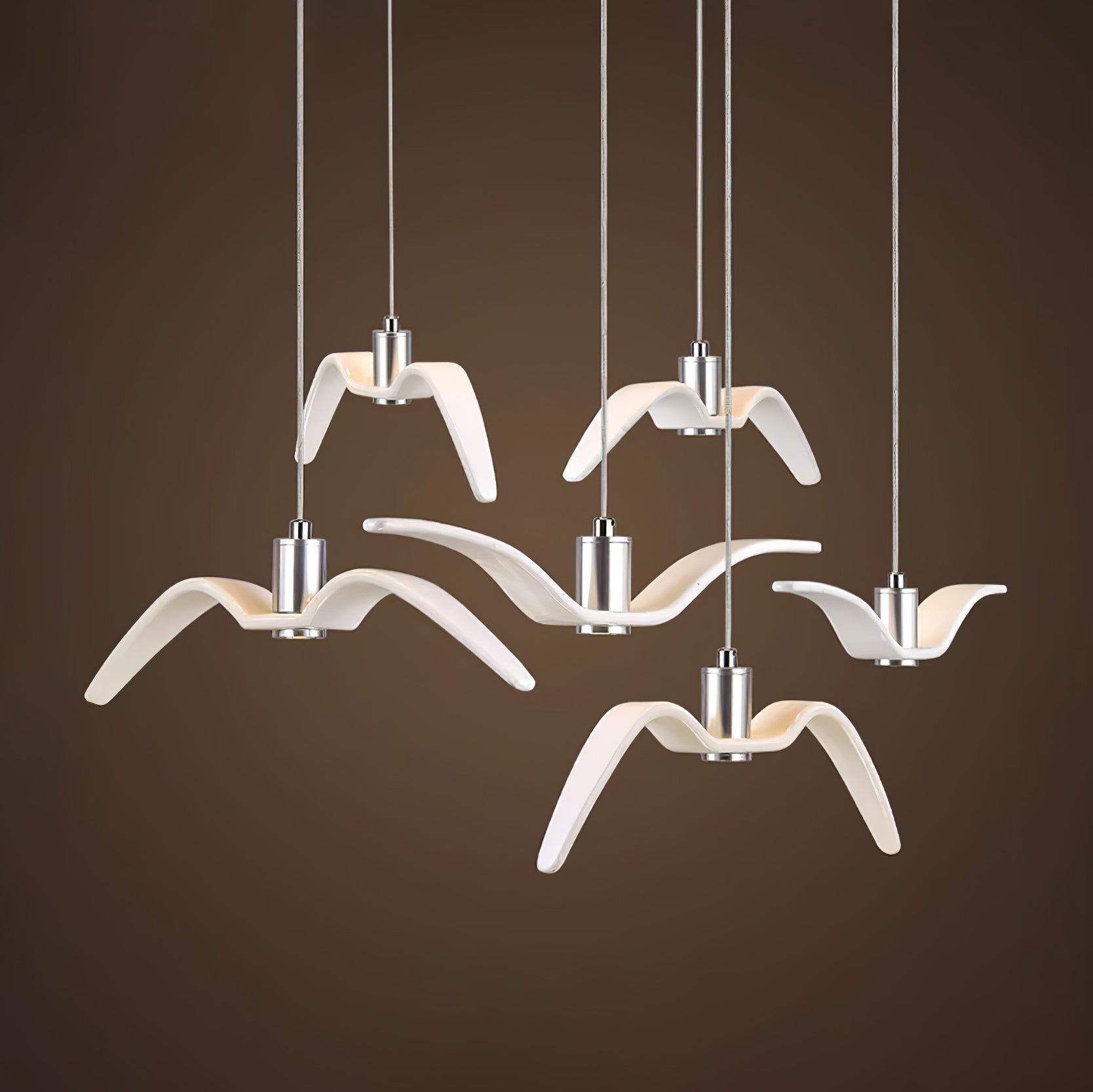 Suspension LED Design Oiseau Résine Aluminium Blanc Noir 3000K 4000K 6000K Salon Suspension Minimaliste Organique Plafonnier | Restfield