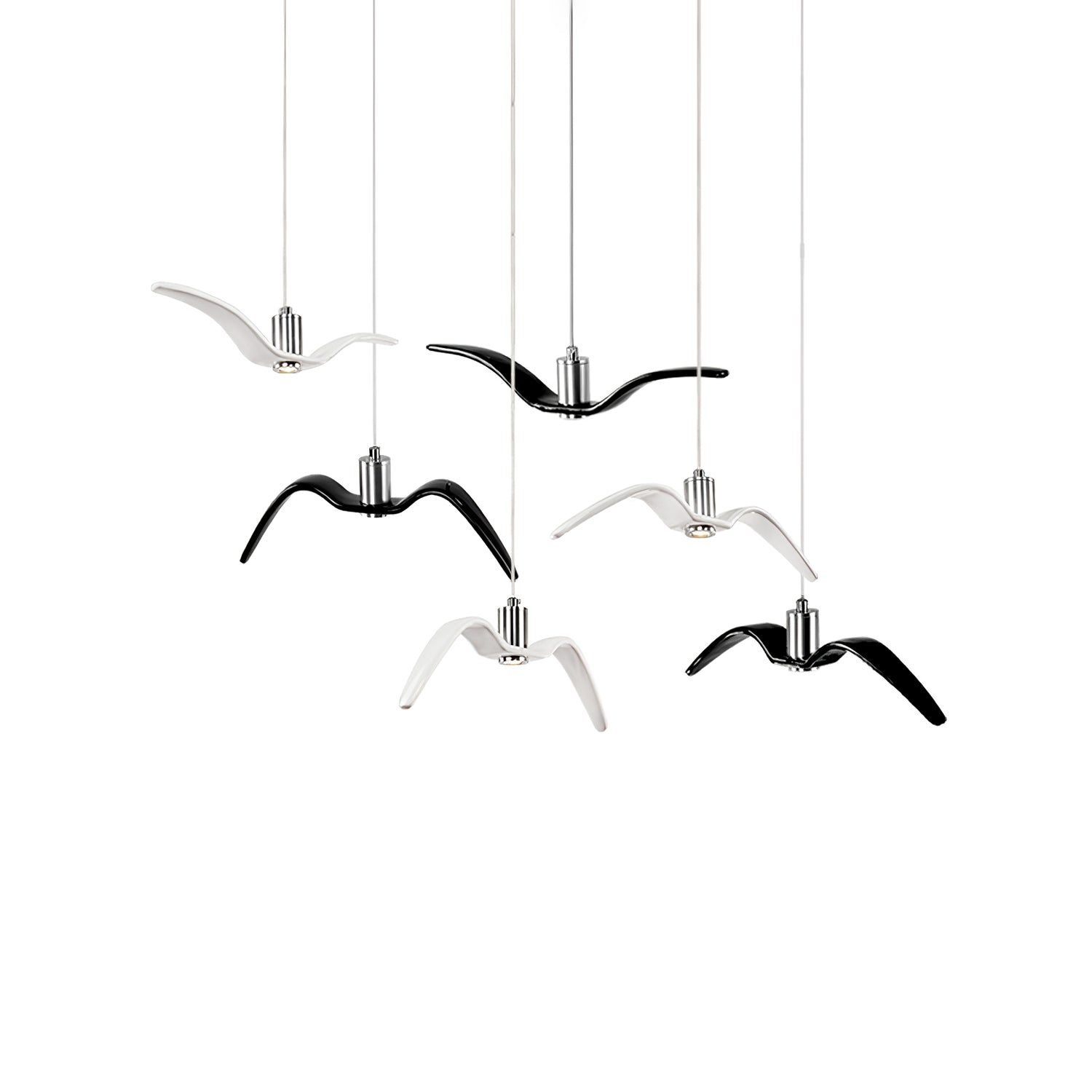 Suspension LED Design Oiseau Résine Aluminium Blanc Noir 3000K 4000K 6000K Salon Suspension Minimaliste Organique Plafonnier | Restfield