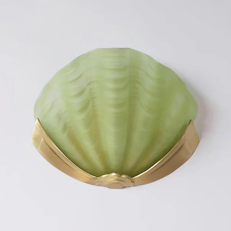 Glazen Wandlamp Schelp Design Messing & Glas Luxe Afwerking voor Gang en Slaapkamer | Sansoti