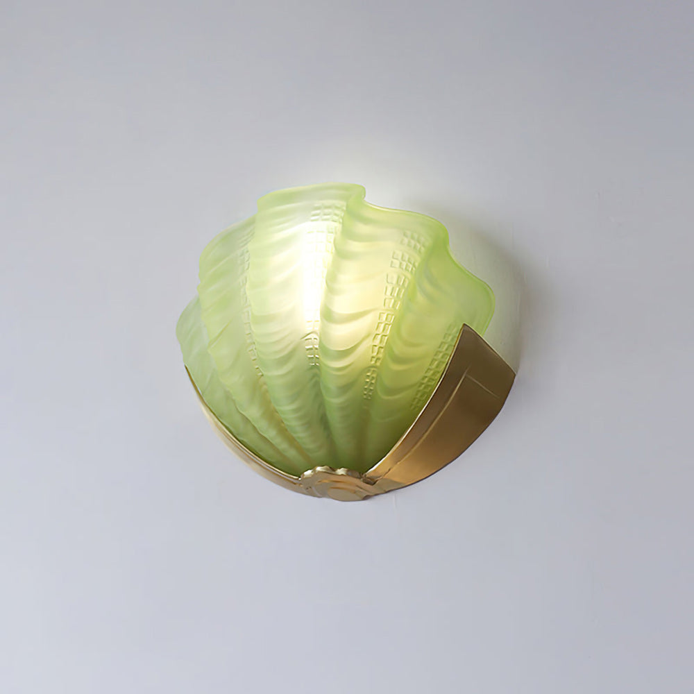 Glazen Wandlamp Schelp Design Messing & Glas Luxe Afwerking voor Gang en Slaapkamer | Sansoti