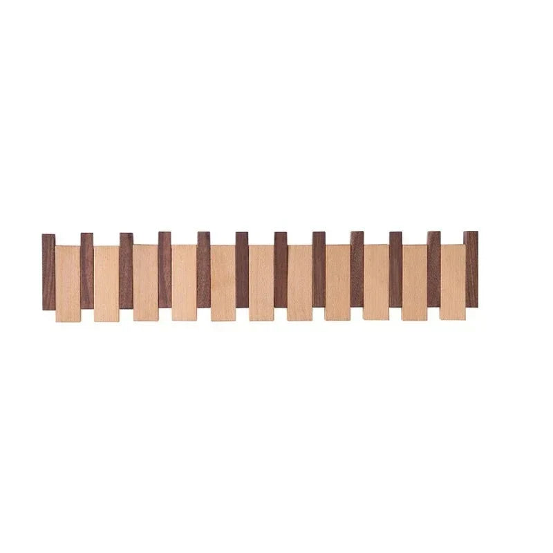 Magnetische Wandkapstok Beuken & Walnoot – Inklapbare Haken Duurzaam FSC-Hout Smal Design Hal Entree Slaapkamer Scandinavisch | Sansoti