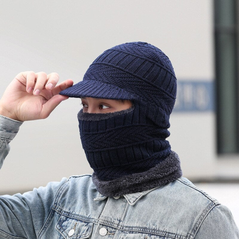 Ciepły zimowy zestaw z czapką i szalikiem, unisex, dzianinowe akcesoria z akrylu chroniące przed zimnem, zapewniające komfort | Sansoti