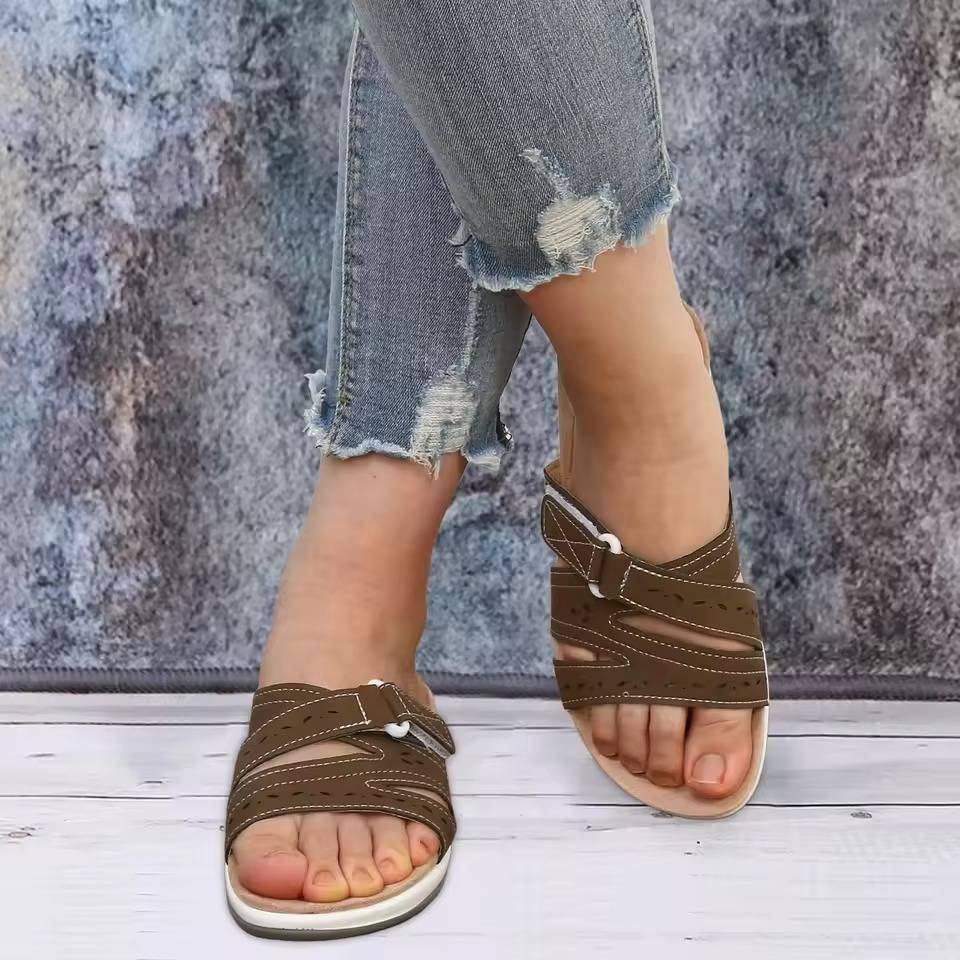 Tongs orthopédiques pour femmes avec triple soutien de la voûte plantaire, réglables, antidérapantes et confortables | Sansoti