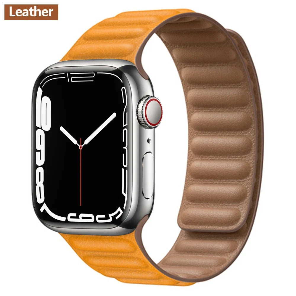 Lederarmband mit magnetischem Verschluss, 38–49 mm, verstellbares Smartwatch-Zubehör, stilvolles Armband | Sansoti