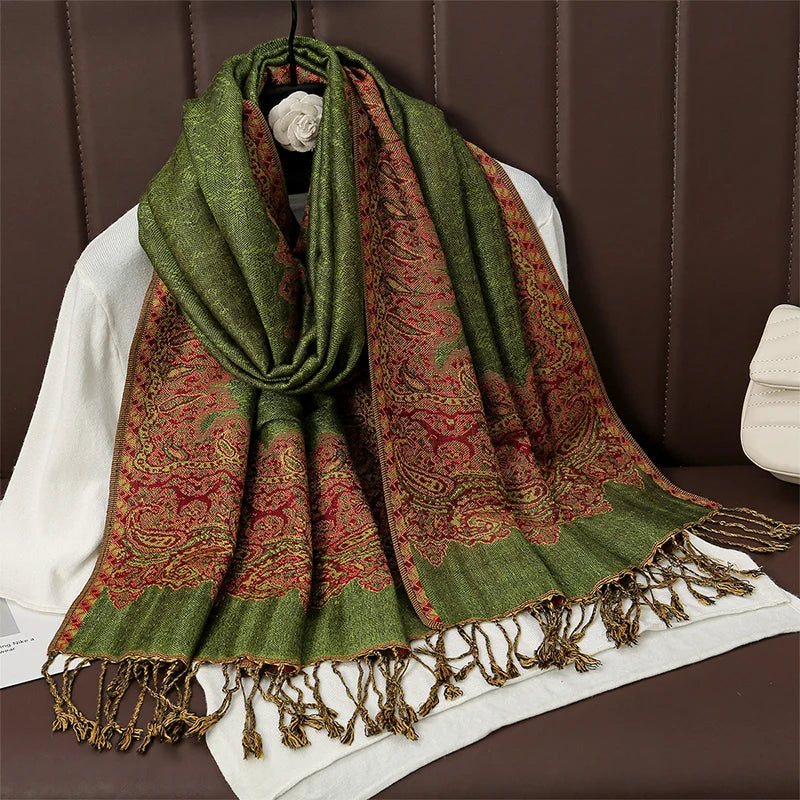 Pashmina Wrap Cashmere-look Women's 70x190cm Soft Winter Scarf Four Seasons Warm Foulard Elegant Scarf | Sansoti