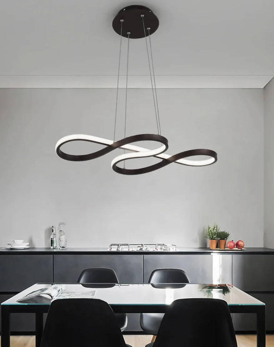 Suspension en aluminium noir et or, LED à intensité variable, 75 cm, salle à manger, salon, chambre, lustre au design moderne | Sansoti