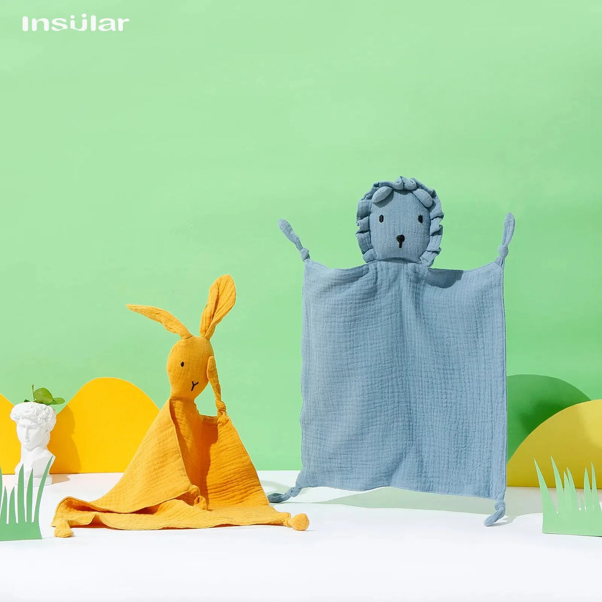 Katoenen Knuffeldoek met Dierkop voor Baby | Zachte Slaaphulp Pasgeborenen Kraamcadeau Troostdoekje Speelgoed | Sansoti