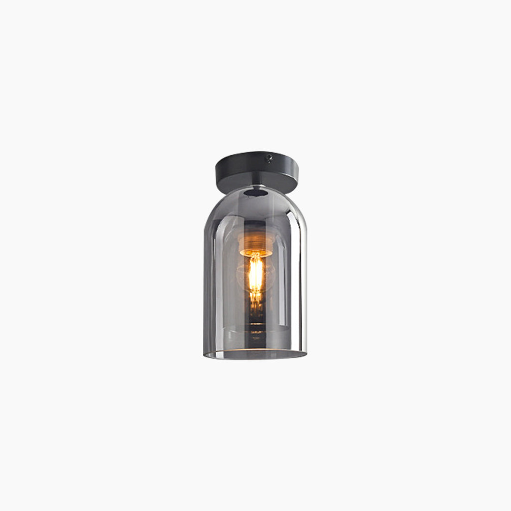 Halbflächen-Deckenleuchte mit Glaskugel und Metallgestell, LED, dimmbar, Wohnzimmer, Flur, Eingangsbereich, warmes Licht, modern | Sansoti