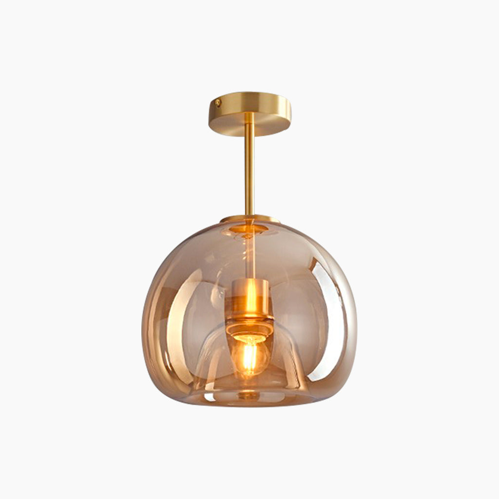 Halbflächen-Deckenleuchte mit Glaskugel und Metallgestell, LED, dimmbar, Wohnzimmer, Flur, Eingangsbereich, warmes Licht, modern | Sansoti