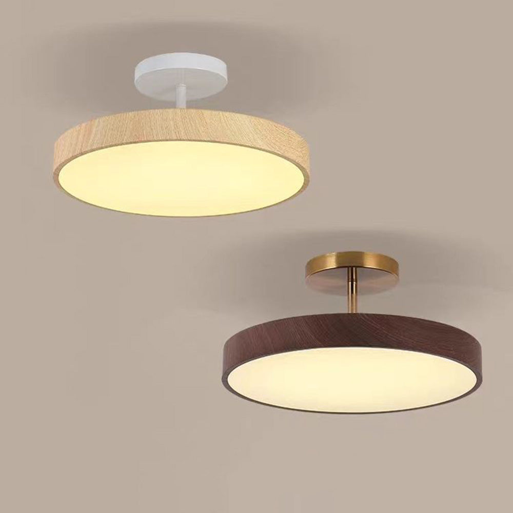 LED-Deckenleuchte Holzoptik Gold Rund Halbaufbau Wohnzimmer Schlafzimmer Esszimmer Design Deckenbeleuchtung | Restfield