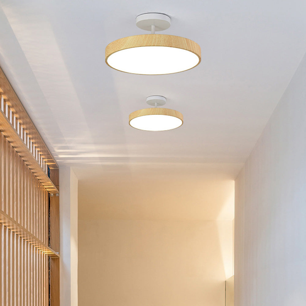 LED-Deckenleuchte Holzoptik Gold Rund Halbaufbau Wohnzimmer Schlafzimmer Esszimmer Design Deckenbeleuchtung | Restfield