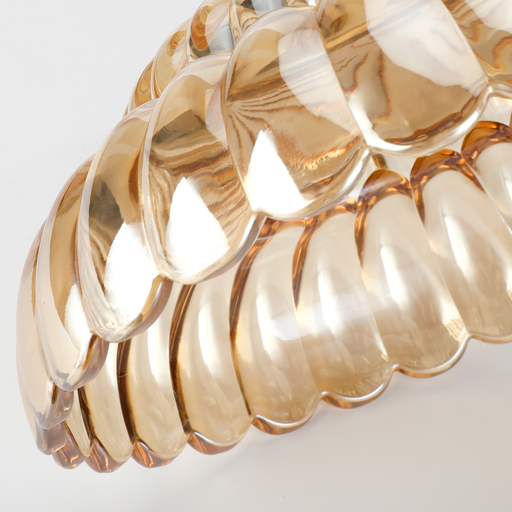 Retro Plafondlamp van Glas – Amberkleurig of Helder – Nostalgische Sfeerverlichting voor Keuken Woonkamer Eetkamer – Vintage Design – E27 Fitting | Sansoti