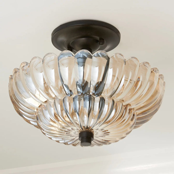 Retro Plafondlamp van Glas – Amberkleurig of Helder – Nostalgische Sfeerverlichting voor Keuken Woonkamer Eetkamer – Vintage Design – E27 Fitting | Sansoti