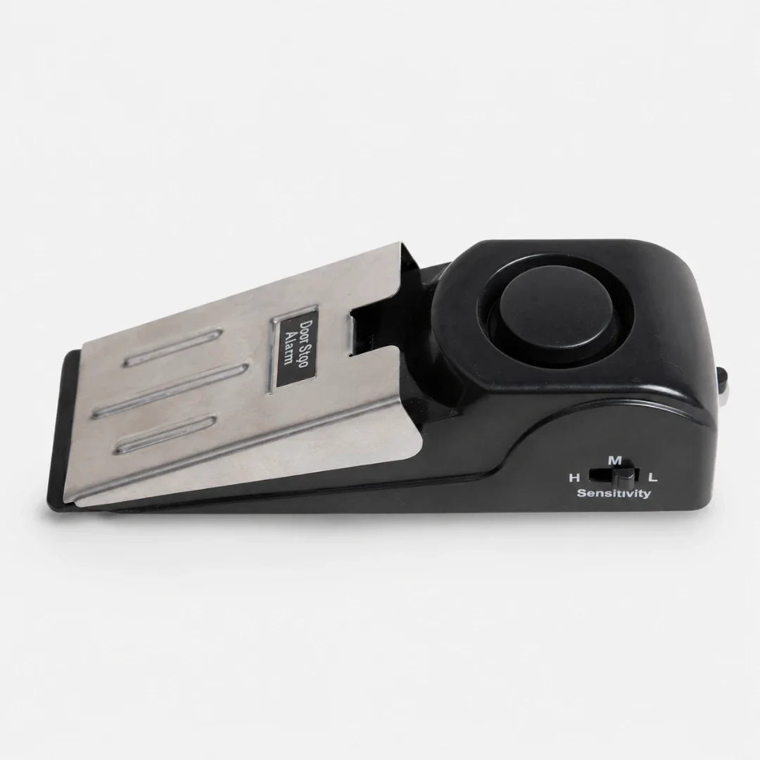 Doorstop with 120dB Vibration Alarm, Adjustable Sensitivity, Home, Hotel, Travel, Portable, Compact Security | Sansoti