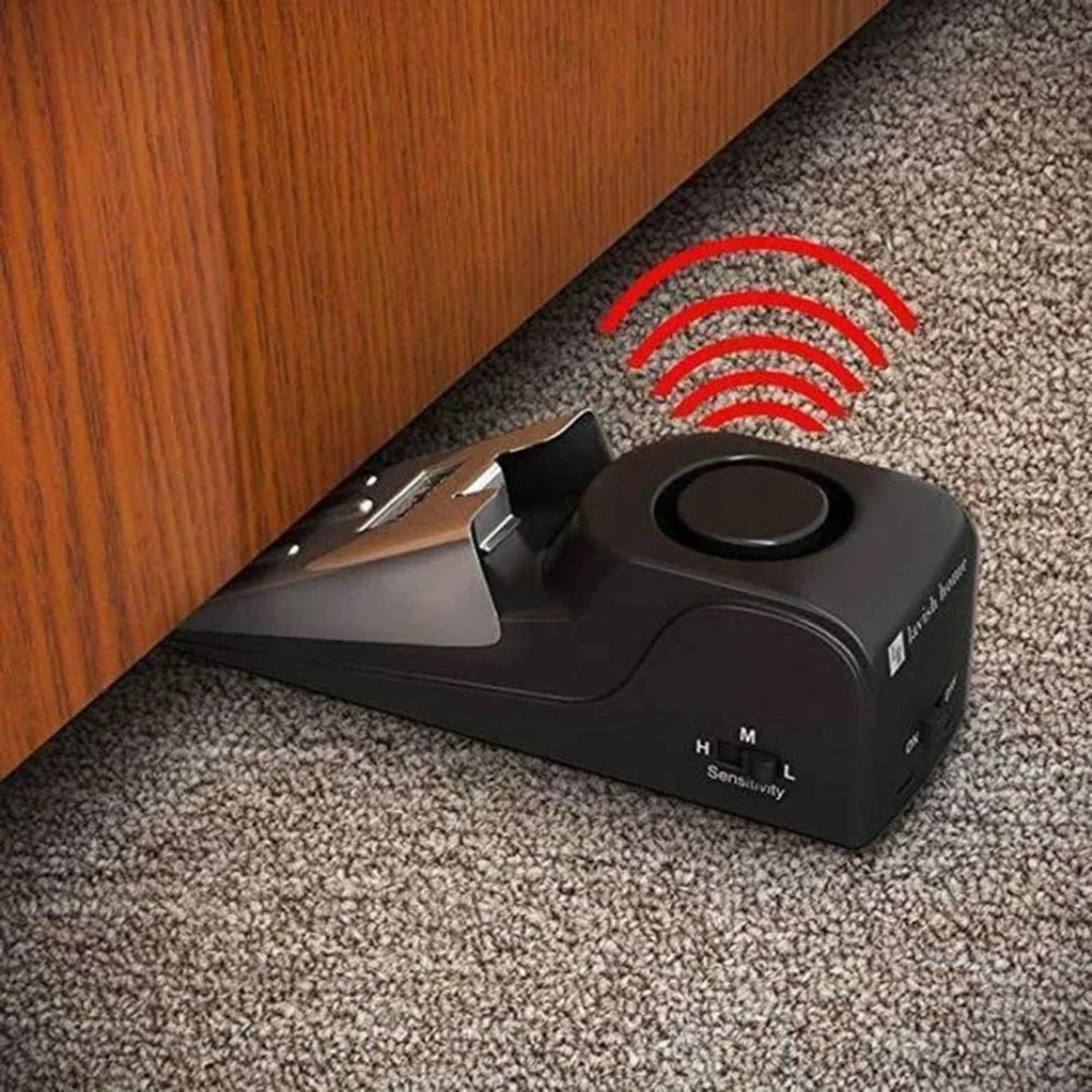 Doorstop with 120dB Vibration Alarm, Adjustable Sensitivity, Home, Hotel, Travel, Portable, Compact Security | Sansoti