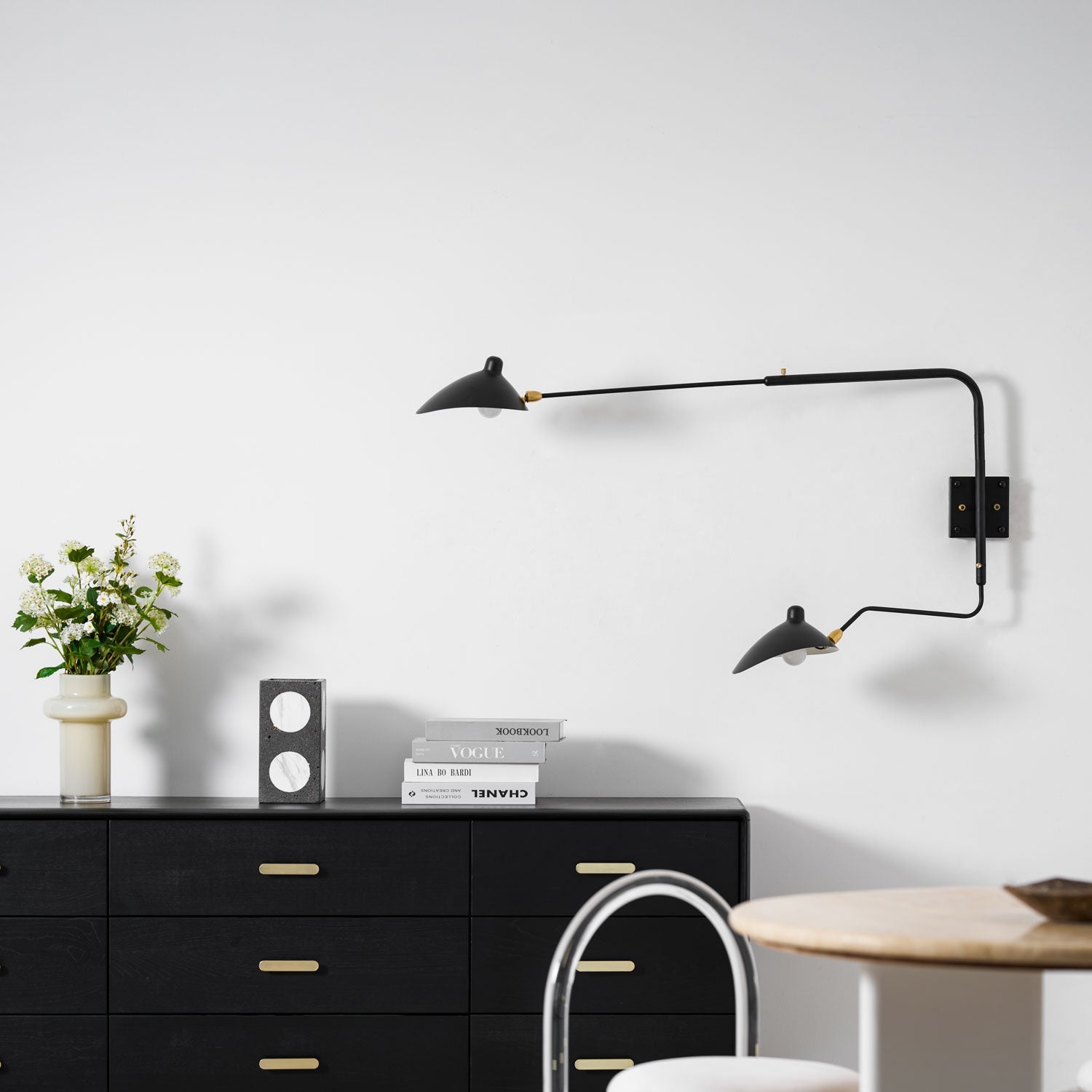 Wandlamp Verstelbaar Staal 1-Kops / 2-Kops 60-140 cm Modern Design Metaal Messing Chroom E26/E27 Fitting Instelbare Kap Richtbaar Licht Interieur | Sansoti