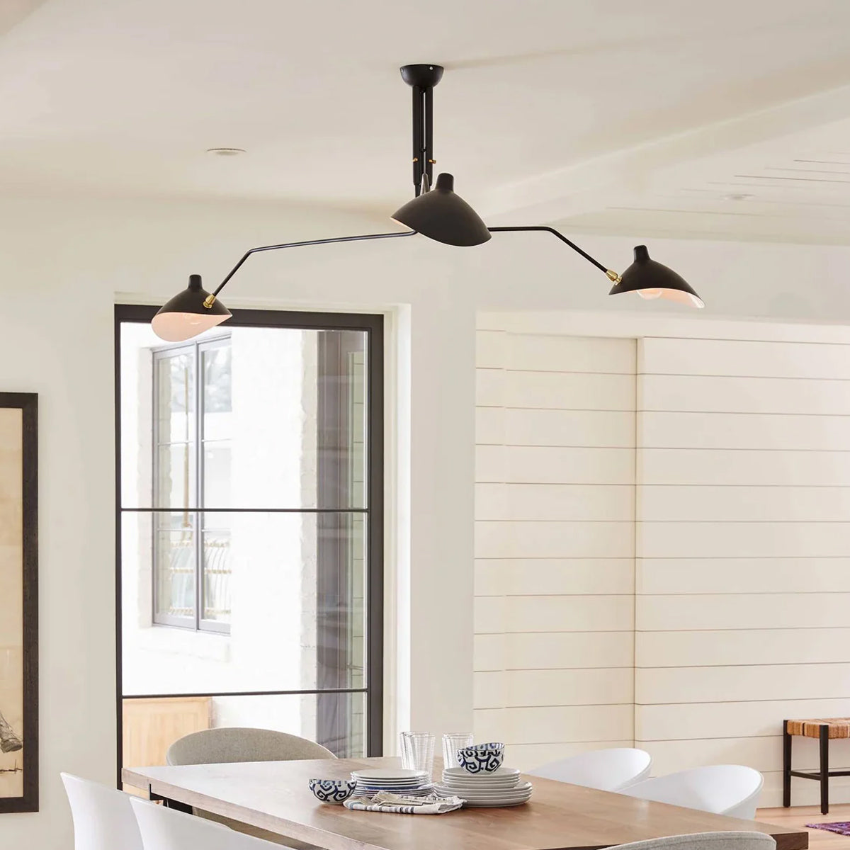 Plafondlamp Spider 3 Armen Mid-Century Modern Messing Verstelbaar Zwart Wit Grote Ruimte Restaurant Loft Stalen Armatuur Geïnspireerd Design | Sansoti