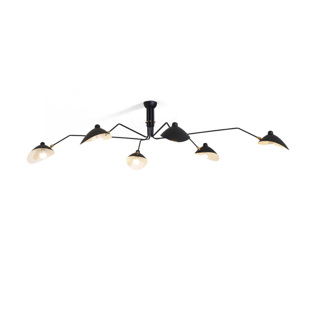 Plafondlamp Spider 3 Armen Mid-Century Modern Messing Verstelbaar Zwart Wit Grote Ruimte Restaurant Loft Stalen Armatuur Geïnspireerd Design | Sansoti